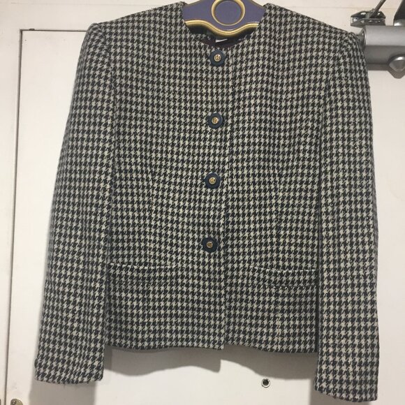 VINTAGE RENA ROWAN WOOL BLEND PLAID JACKETS SIZE 10 - Picture 3 of 10